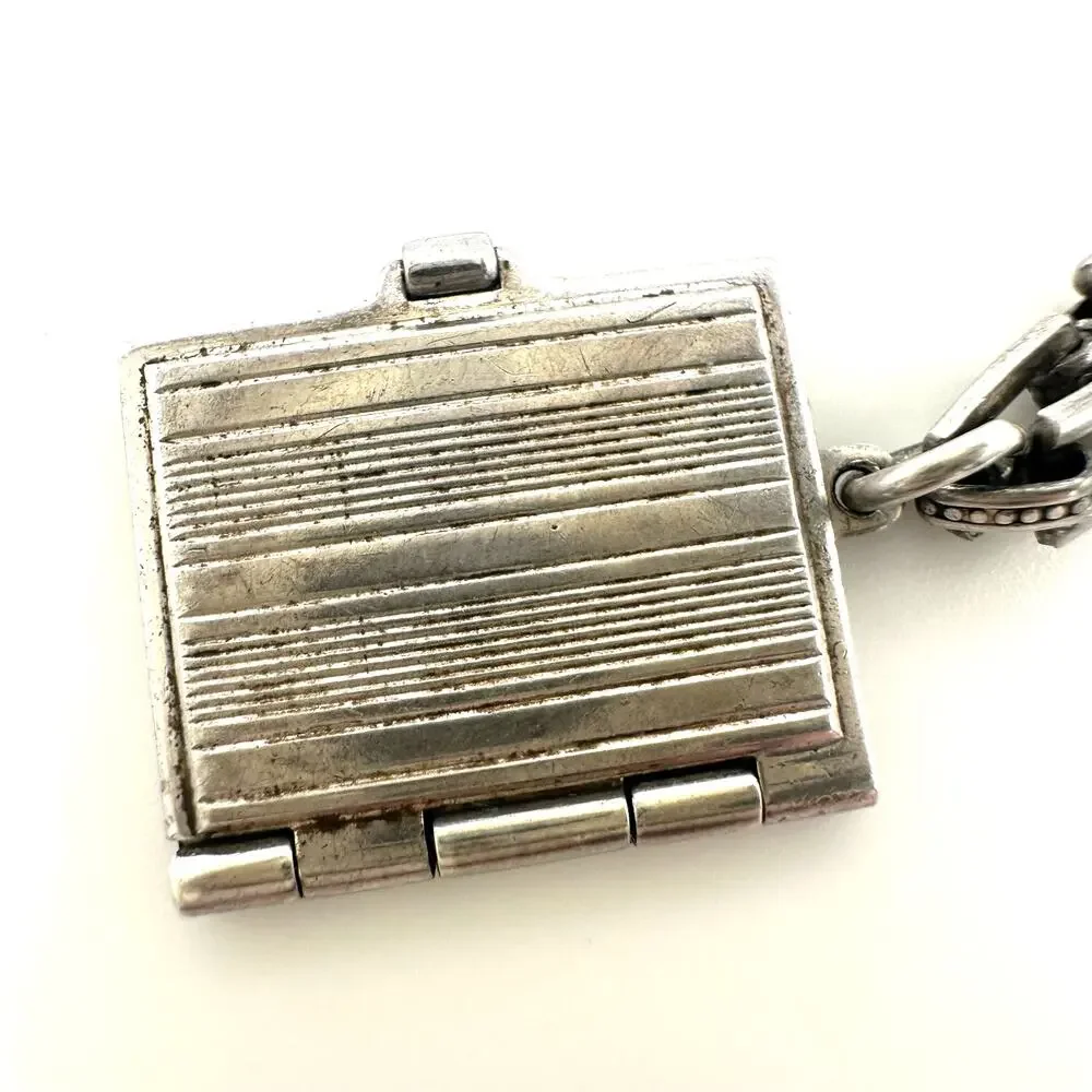 Vintage 925 sterling silver flex link articulated book charm bracelet 6